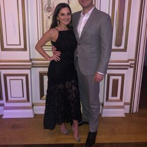 Xscape black lace gown